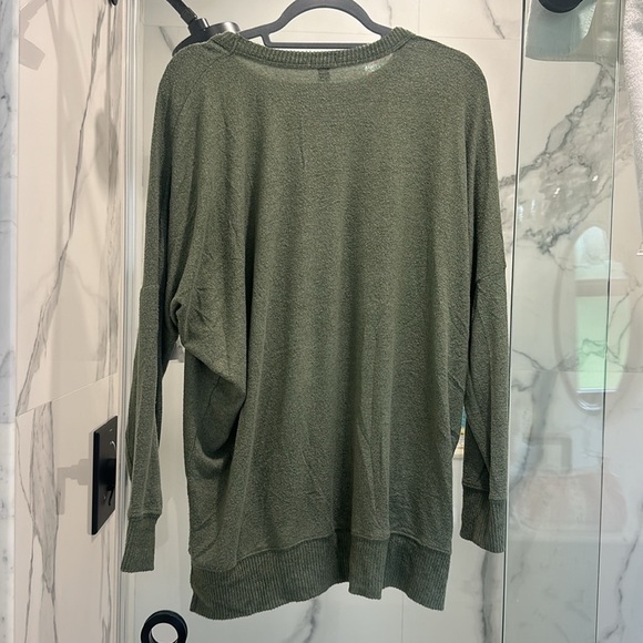 Aerie Oversized Green Heathered Pullover Crewneck Sweatshirt Women's Size S - Picture 3 of 11